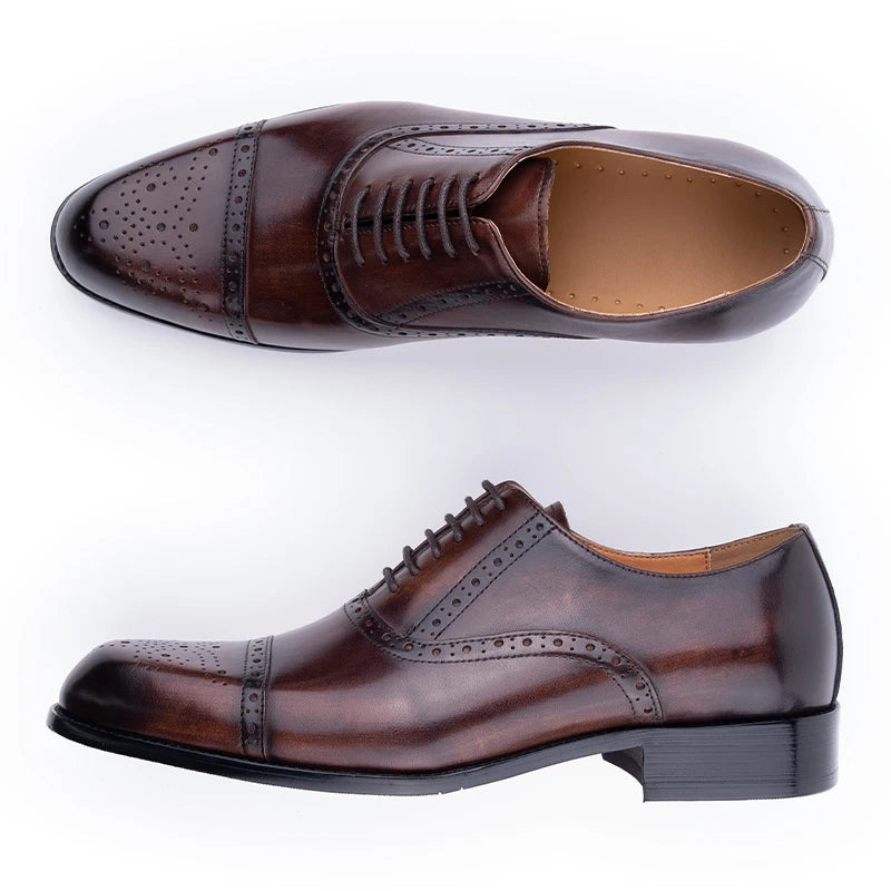 Classic Brogue Shoe Genuine Cowhide Handmade Men Dress Shoes