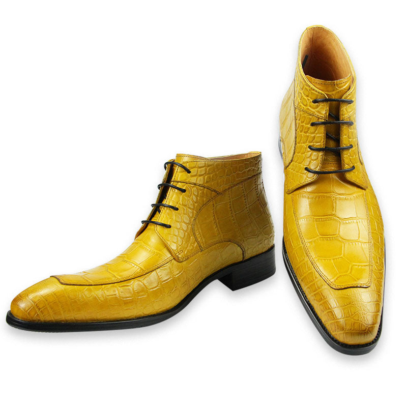 Business Oxford Style Ankle Boots Black Yellow