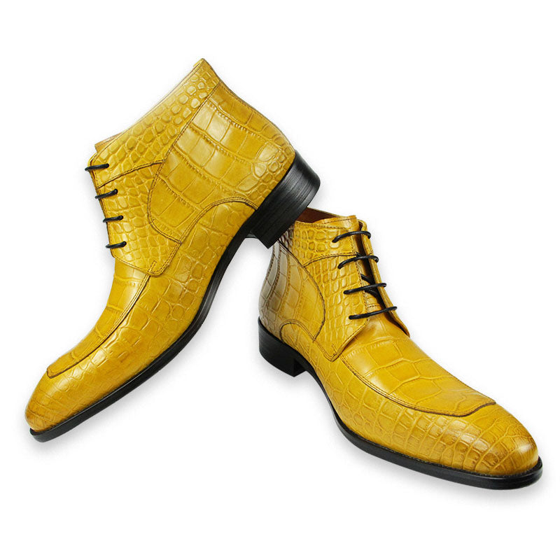 Business Oxford Style Ankle Boots Black Yellow