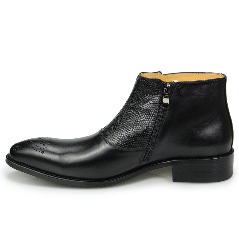 Natural Leather Men Boot Black Brown