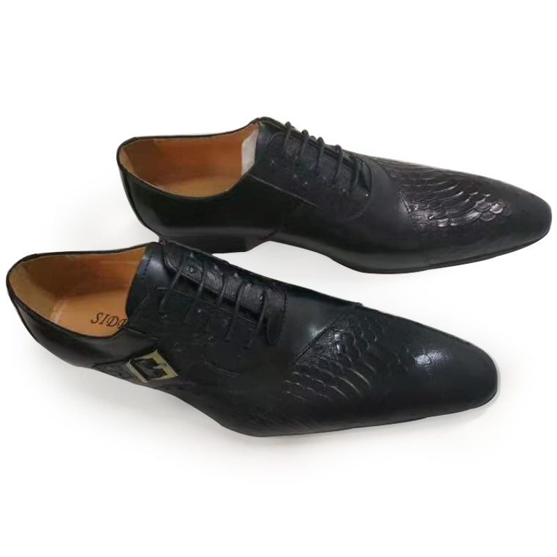 Pointed Toe Genuine Leather Oxfords Dress Shoes